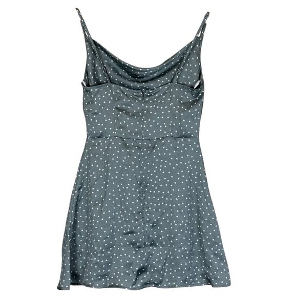 NWT Lulus Mini Dress Womens S Sage Polka Dot Satin Slip Cowl Neck Date Night - Picture 6 of 9
